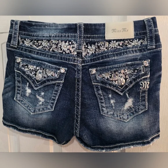 Miss Me Dark Blue Distressed Jean Shorts - Picture 5 of 6